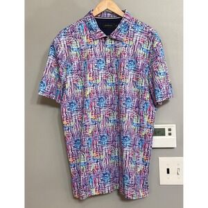 Bugatchi XL Mercerized Cotton Polo Shirt Abstract Print Fairmont El San Juan